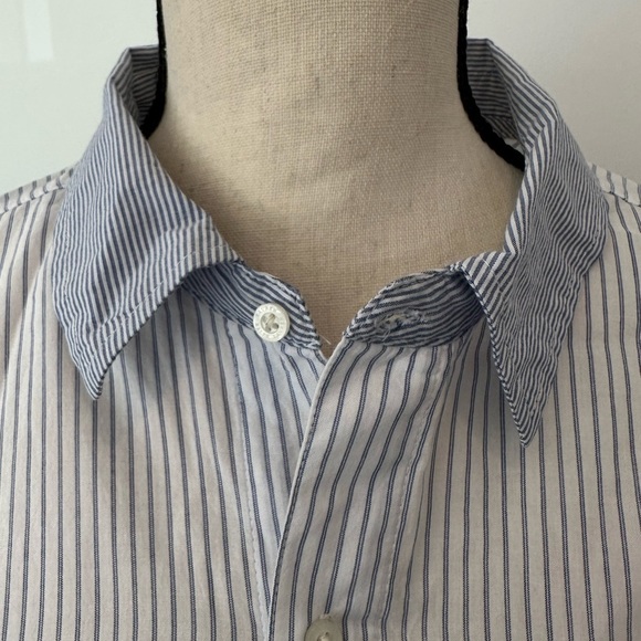 RLL Lauren Ralph Lauren Shirt Dress SZ L Blue Striped Logo EUC button  Cotton - Picture 5 of 9